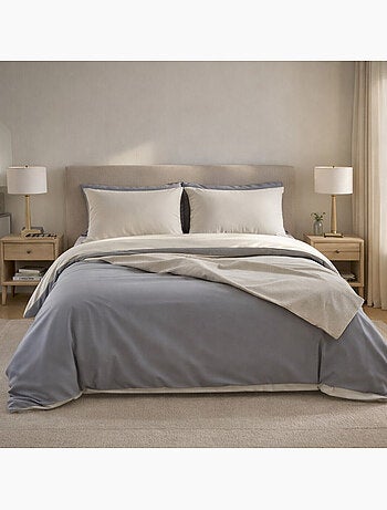 Housse de couette réversible en 100% percale de coton 70 fils