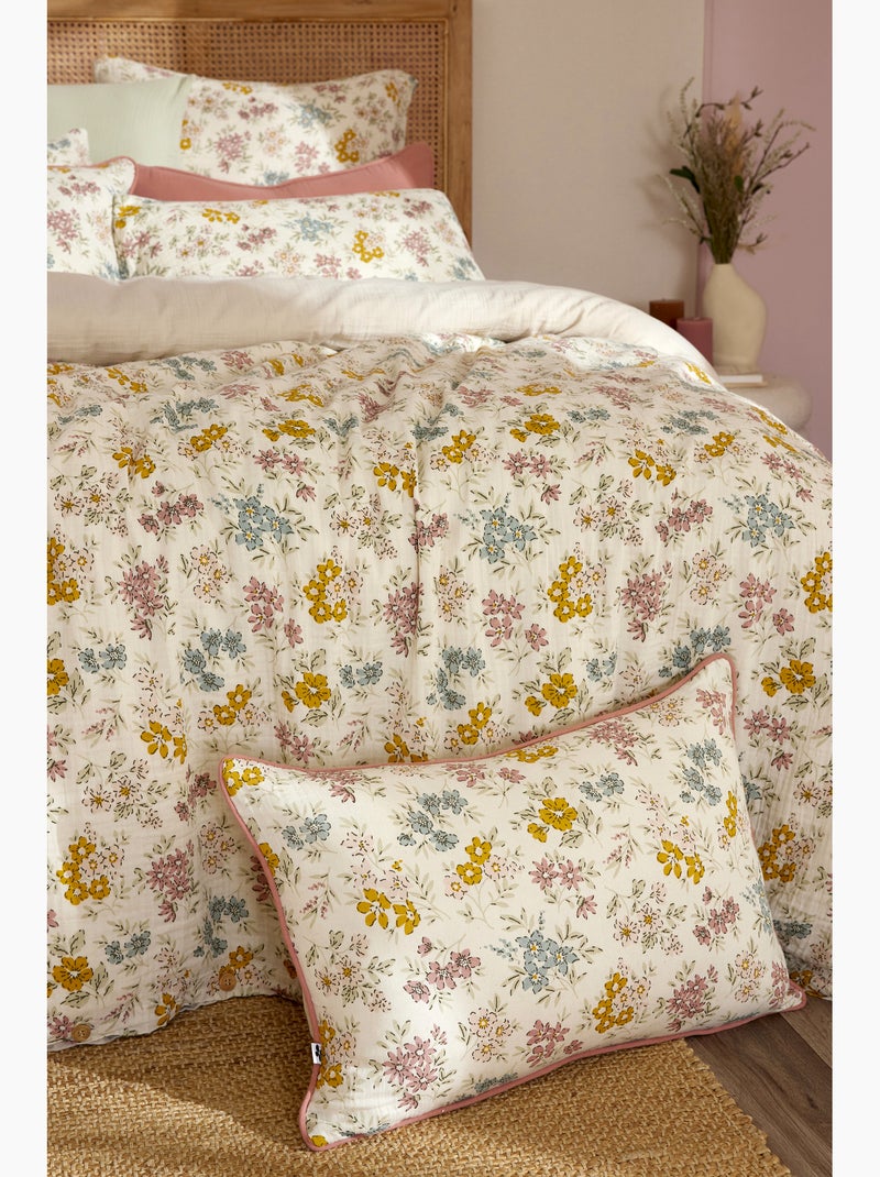 Housse de couette réversible en gaze de coton adèle Beige - Kiabi