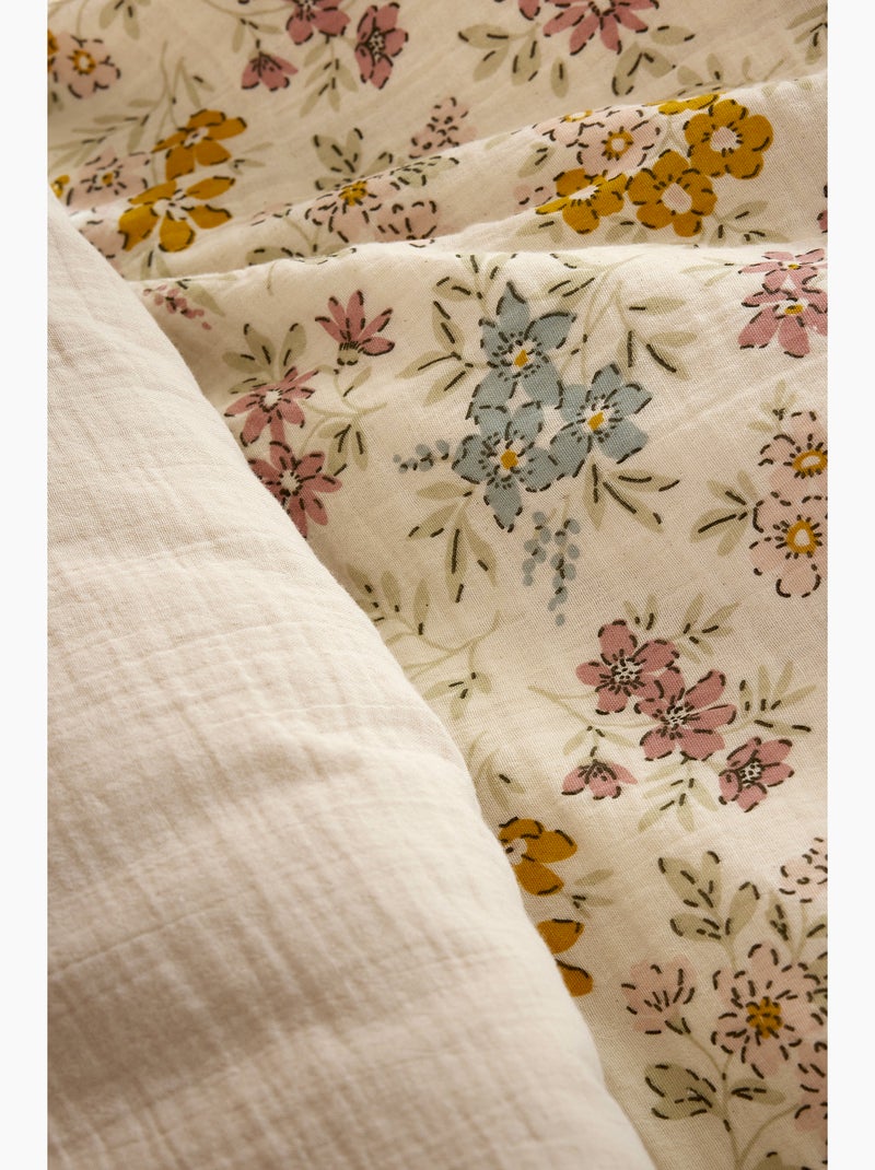 Housse de couette réversible en gaze de coton adèle Beige - Kiabi