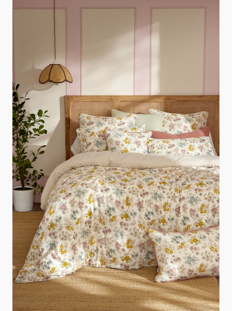 Housse de couette réversible en gaze de coton adèle Beige - Kiabi