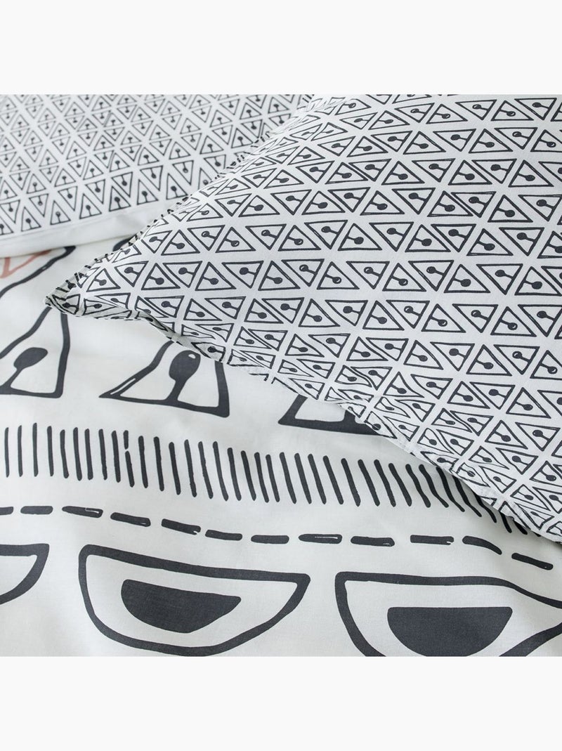 Housse de couette réversible et taie d'oreiller Today 100% coton 4.57 Multicolore - Kiabi