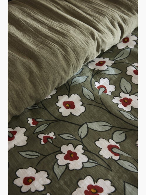 Housse de couette réversible gaze de coton flora - Kiabi