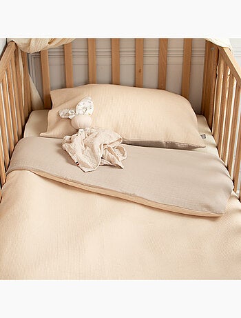 Housse de couette réversible gaze de coton & nid d'abeille SEVIRA KIDS
