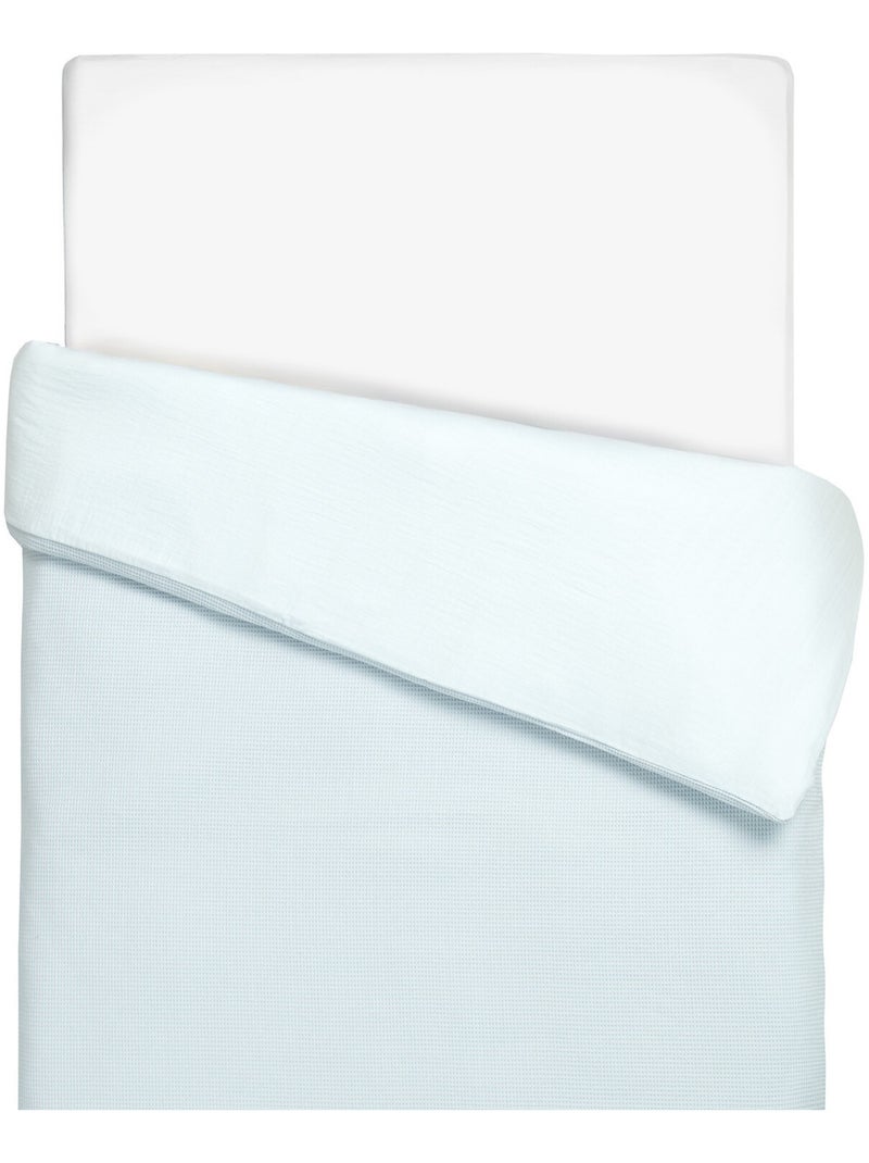 Housse de couette réversible gaze de coton & nid d'abeille SEVIRA KIDS Bleu - Kiabi