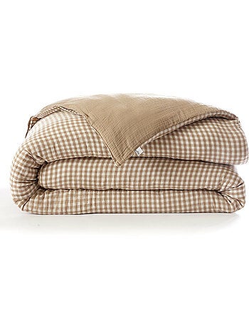 Housse de couette réversible – gaze de coton tissée teintée – carreaux vichy - vickie