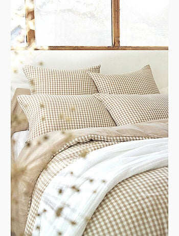 Housse de couette réversible – gaze de coton tissée teintée – carreaux vichy - vickie