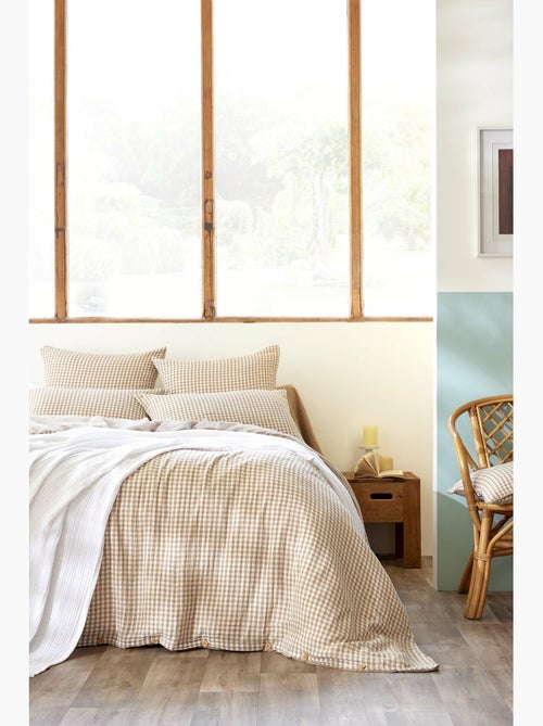 Housse de couette réversible – gaze de coton tissée teintée – carreaux vichy - vickie - Kiabi