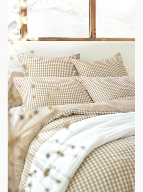 Housse de couette réversible – gaze de coton tissée teintée – carreaux vichy - vickie - Kiabi