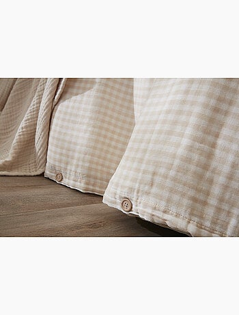 Housse de couette réversible – Gaze de coton tissée teintée – Carreaux vichy - VICKIE