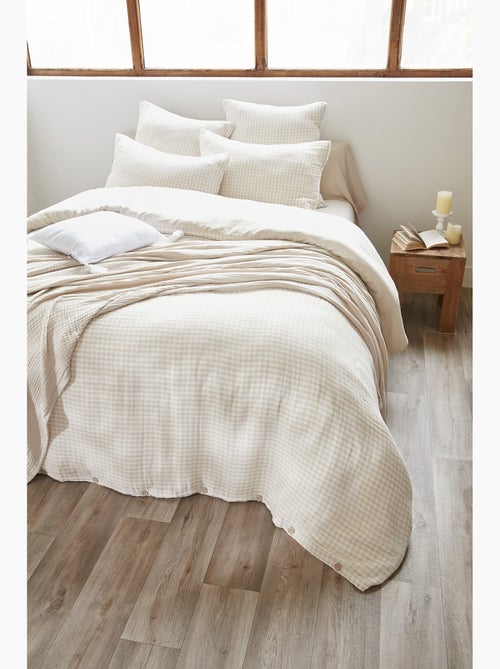Housse de couette réversible – Gaze de coton tissée teintée – Carreaux vichy - VICKIE - Kiabi