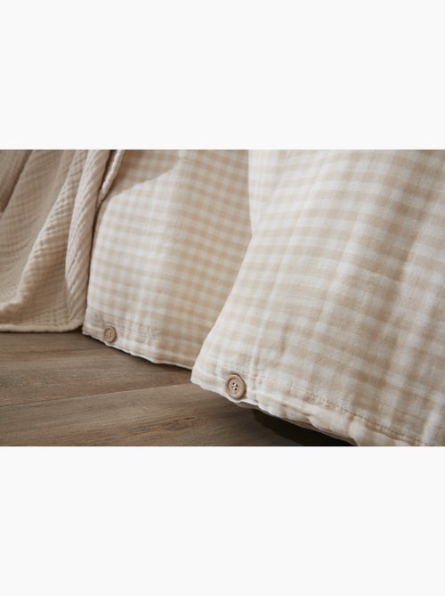 Housse de couette réversible – Gaze de coton tissée teintée – Carreaux vichy - VICKIE - Kiabi