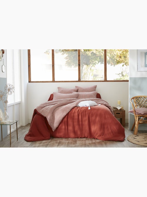 Housse de couette réversible – Gaze de coton tissée teintée – Carreaux vichy - VICKIE - Kiabi