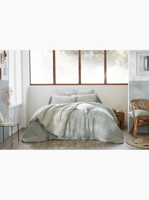 Housse de couette réversible – Gaze de coton tissée teintée – Carreaux vichy - VICKIE - Kiabi