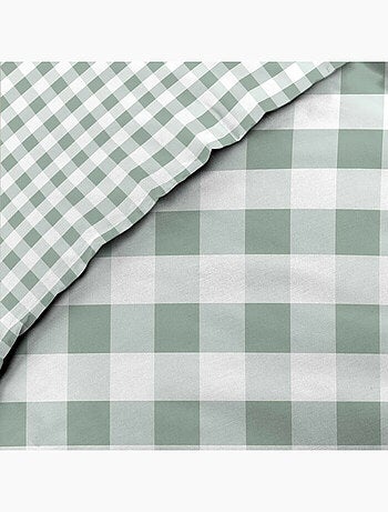 Parure de lit 3 pièces en coton à carreaux housse + taies