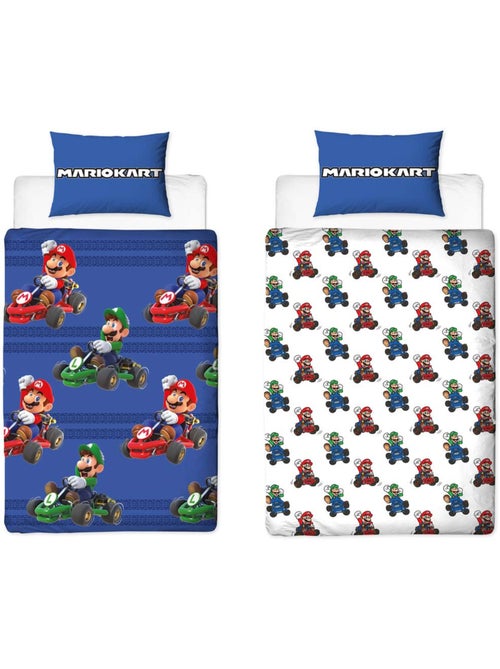 Housse de Couette réversible Mario Kart 140x200 cm + Taie - Parure de lit enfant - Kiabi