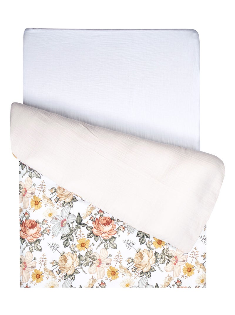 Housse de couette réversible, Néo Vintage SEVIRA KIDS Beige/Blanc - Kiabi