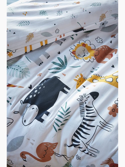 Housse de couette réversible + taie d’oreiller – Coton 57 fils – Imprimé SAVANE - Kiabi