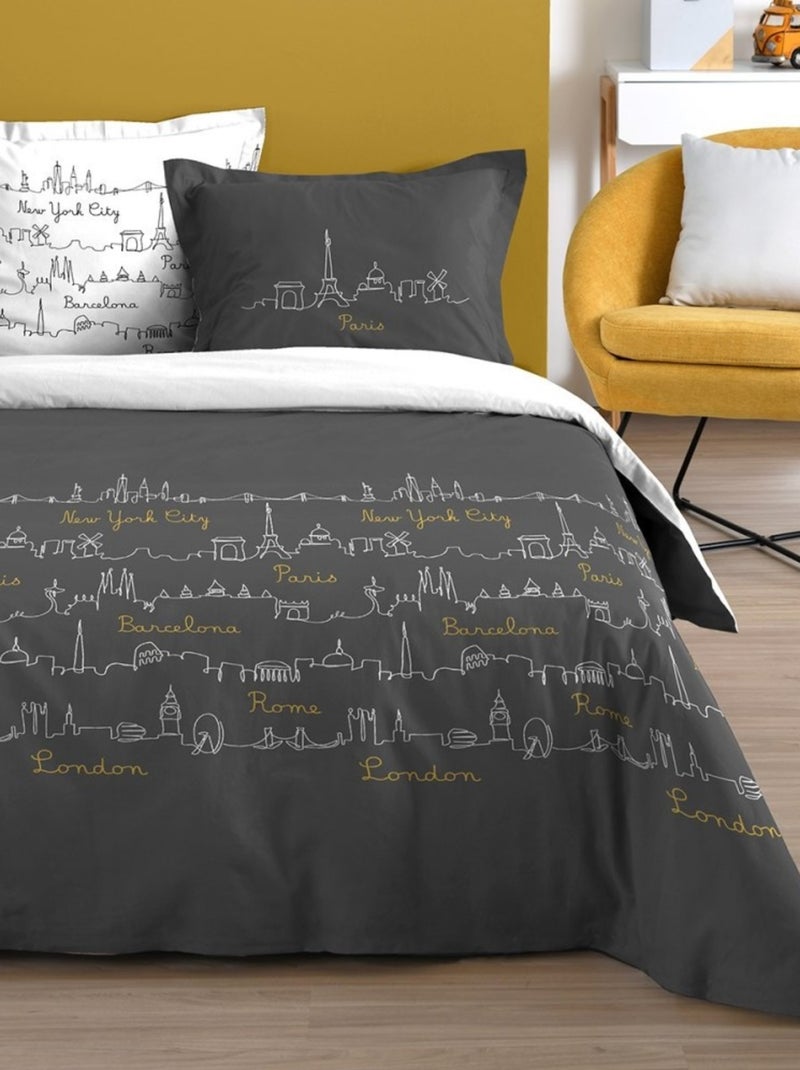 Housse de couette  Roadtrip anthracite + taie(s) coton 57 fils Gris - Kiabi