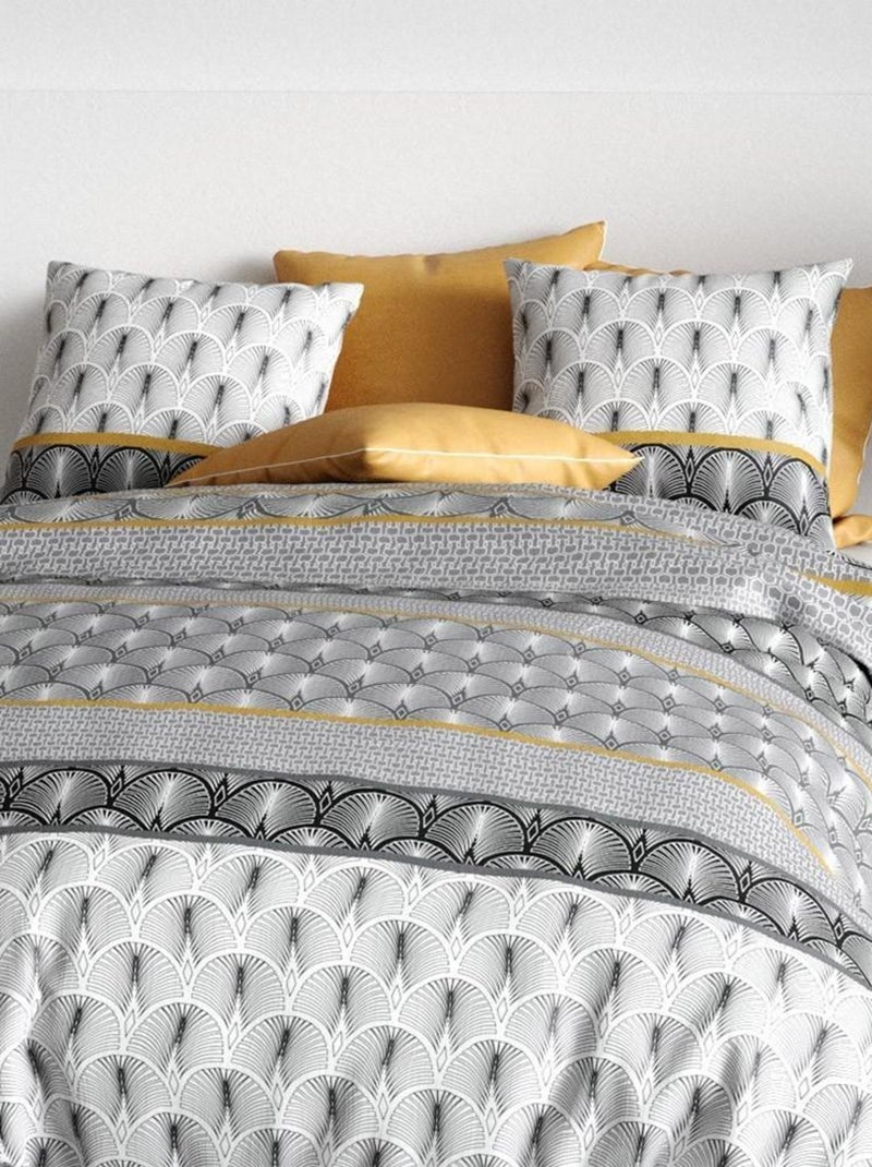 Housse de couette  Sakigold + taie(s) coton 57 fils Gris - Kiabi