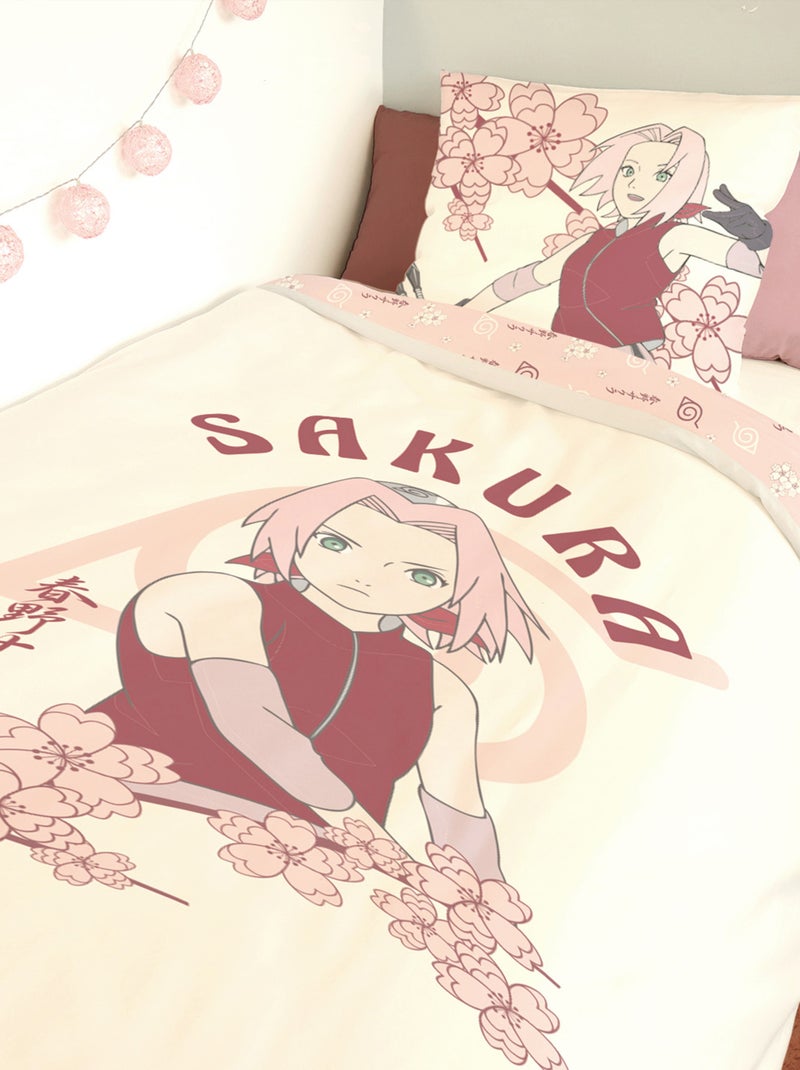 Housse de couette Sakura Haruno Naruto 140x200 cm - 100% Coton - Rose Ecru - Kiabi