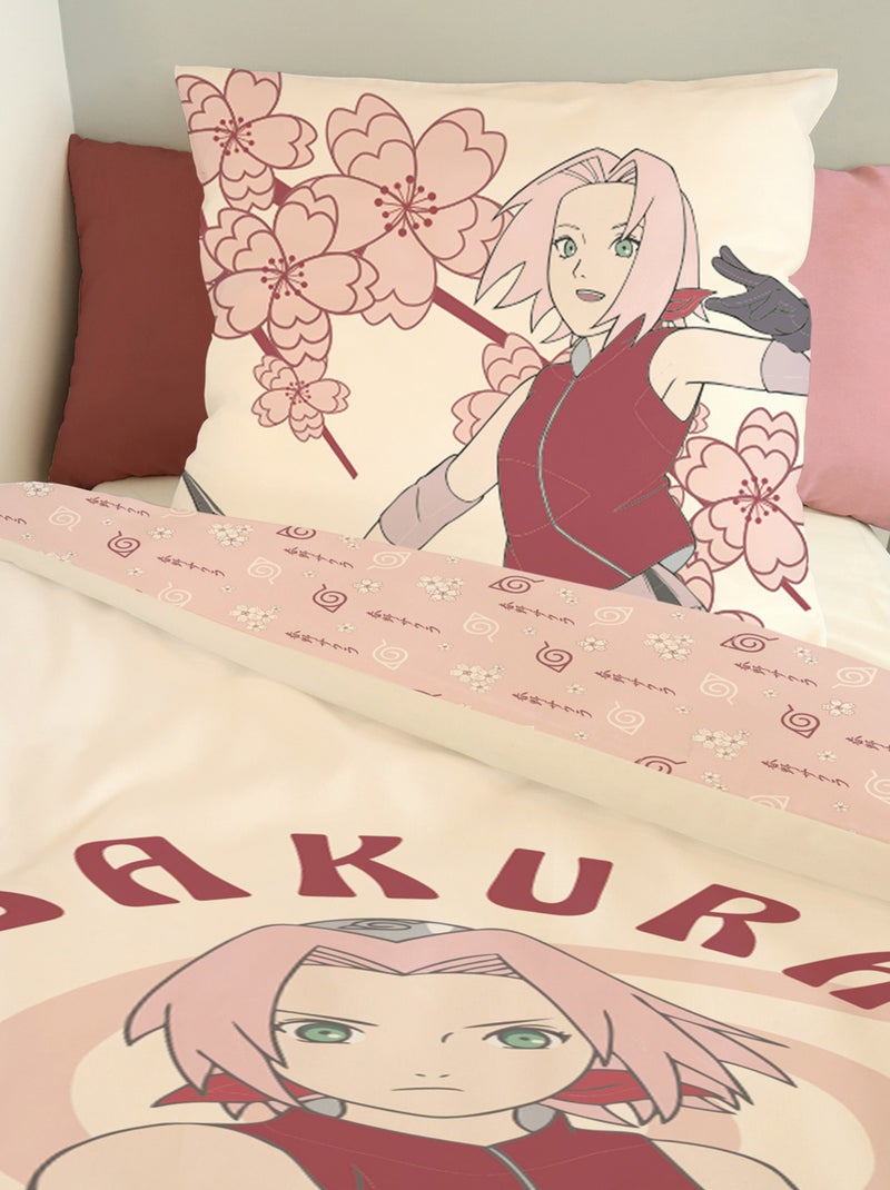 Housse de couette Sakura Haruno Naruto 140x200 cm - 100% Coton - Rose Ecru - Kiabi