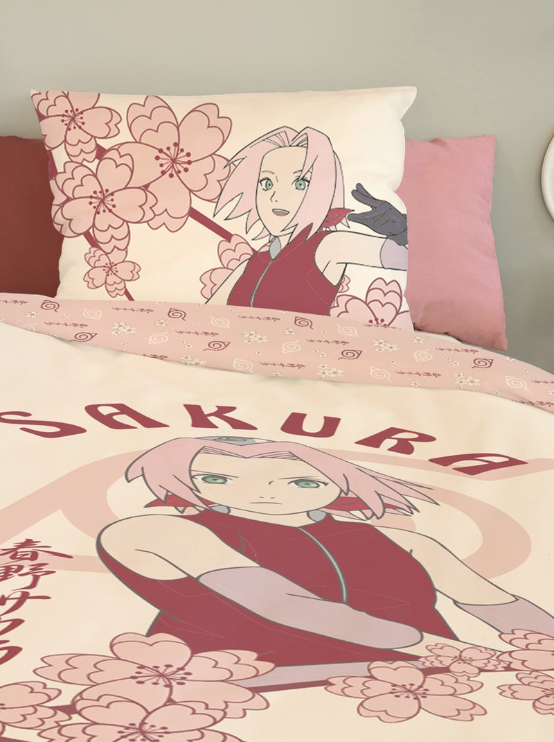 Housse de couette Sakura Haruno Naruto 140x200 cm - 100% Coton - Rose Ecru - Kiabi