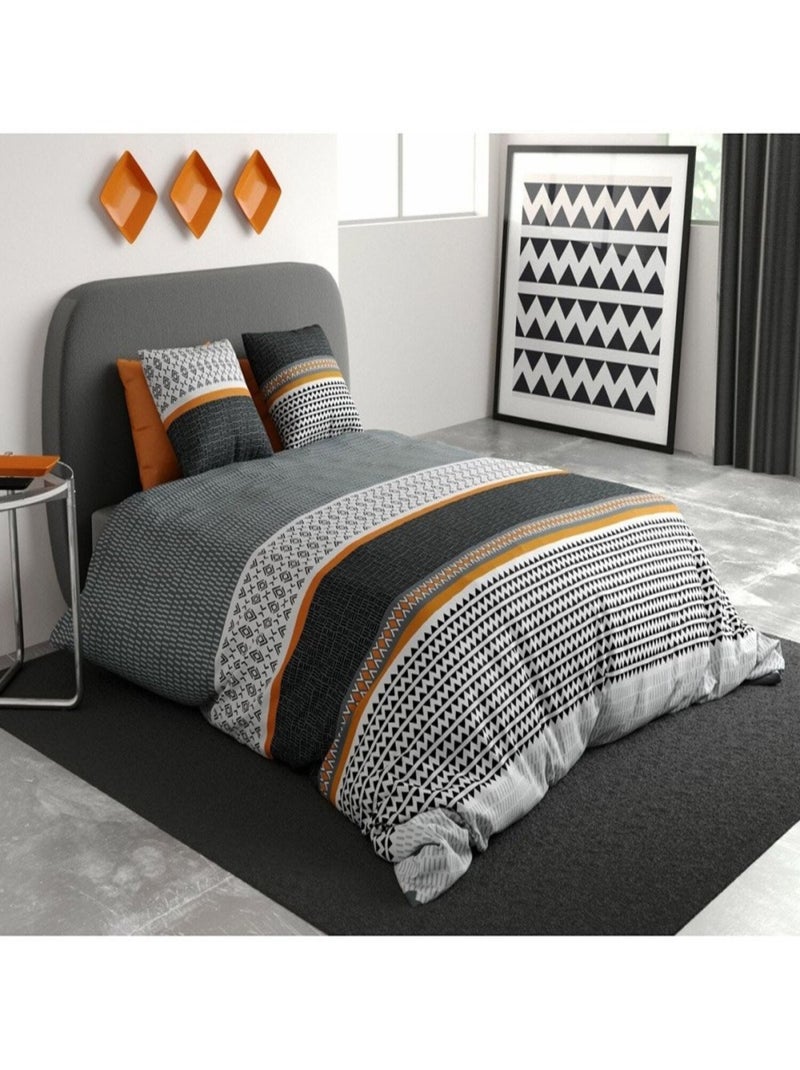 Housse de couette  Salomé + taie(s) 100% coton 57 fils Gris - Kiabi