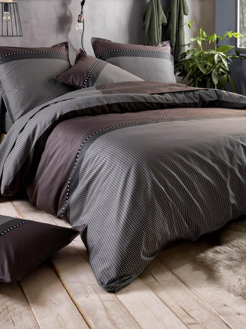 Housse de couette satin coton ENZO Noir Noir - Kiabi