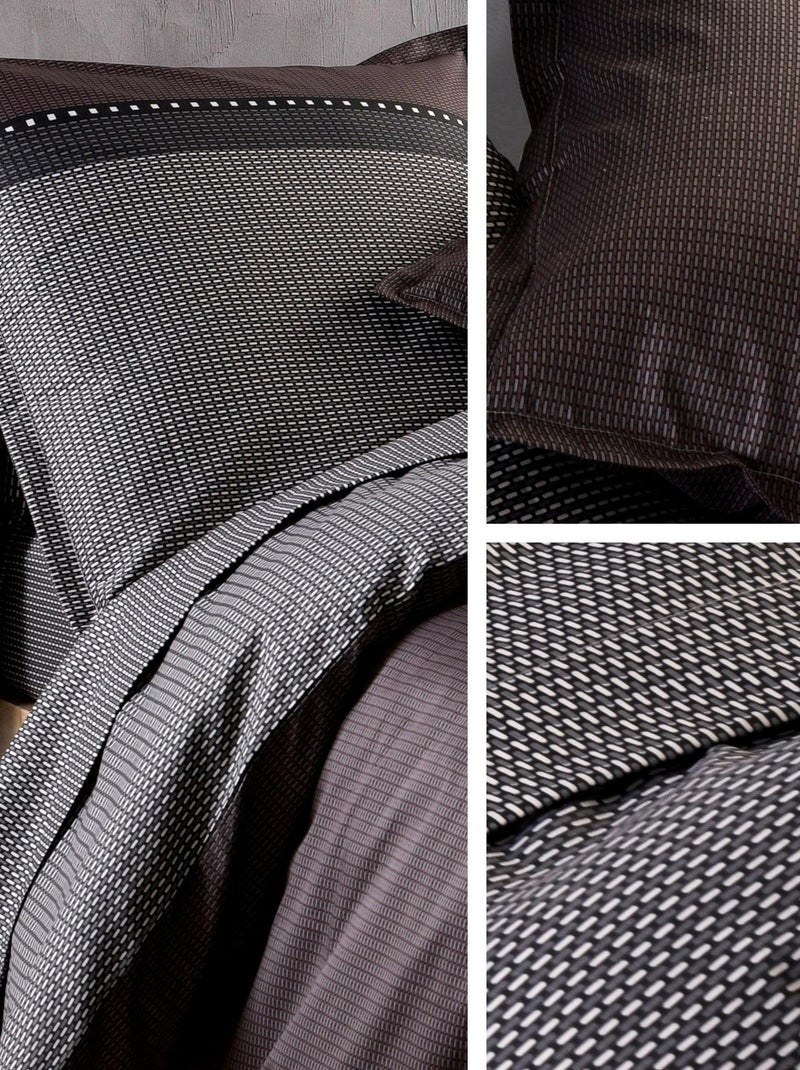 Housse de couette satin coton ENZO Noir Noir - Kiabi