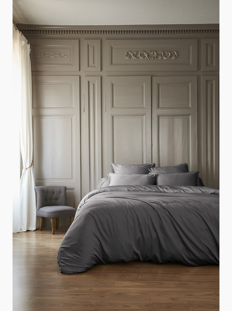 Housse de Couette – Satin de Bambou – Salomé Gris Granit - Kiabi
