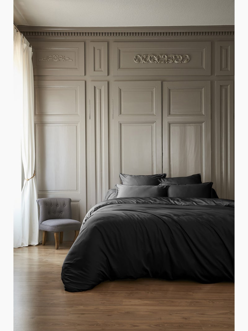 Housse de Couette – Satin de Bambou – Salomé Noir - Kiabi
