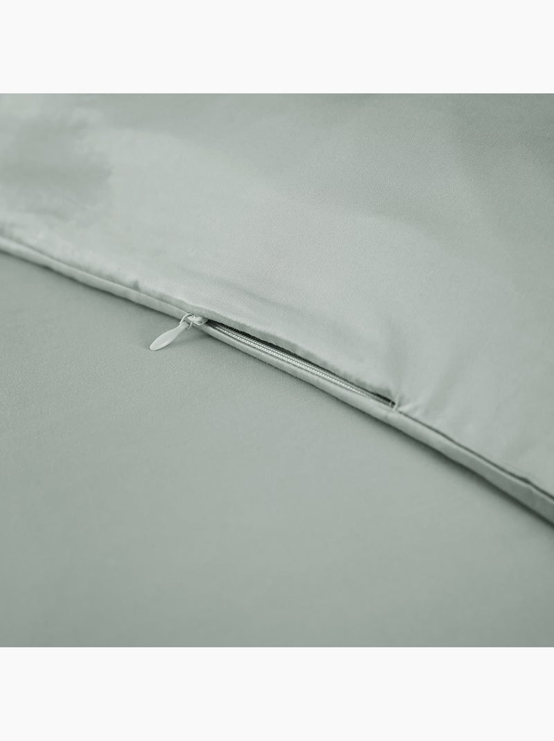 Housse de Couette – Satin de Bambou – Salomé Vert eucalyptus - Kiabi