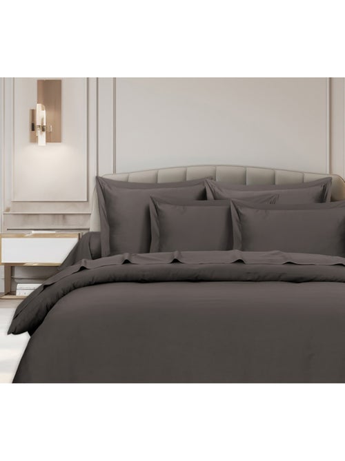 Housse de couette satin de coton anthracite - Kiabi