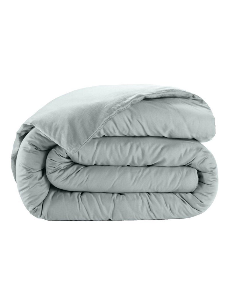 Housse de couette Satin de Coton Bleu céladon - Kiabi