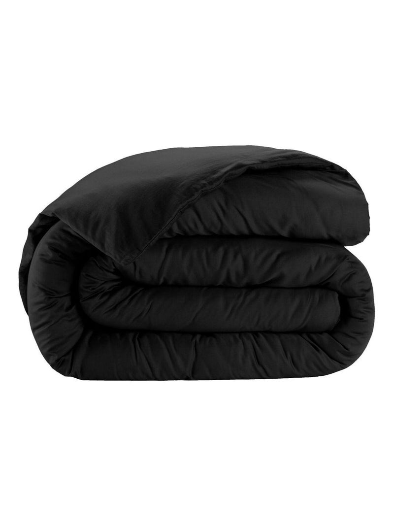 Housse de couette Satin de Coton Noir - Kiabi