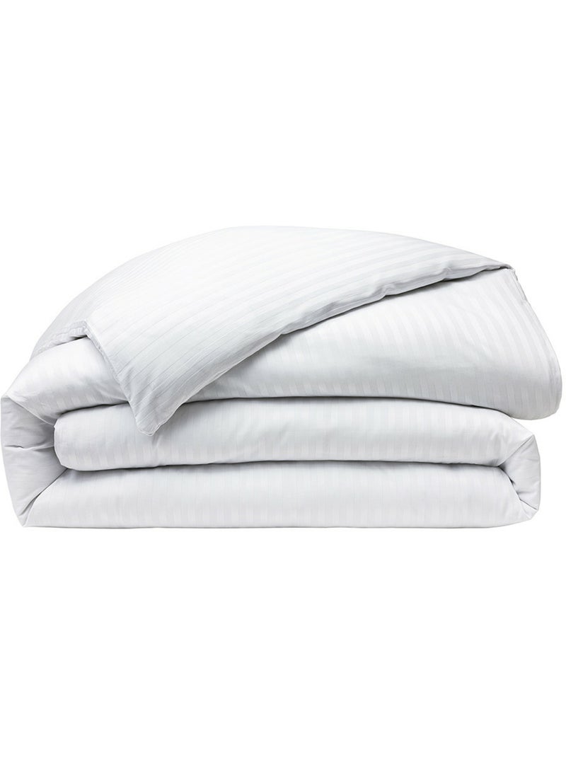 Housse de couette — satin de coton peigné Prestige — rayures Blanc - Kiabi