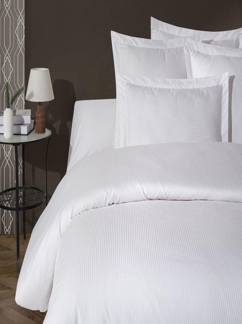Housse de couette satin de coton rayé Blanc - Kiabi