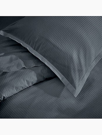 Housse de couette satin de coton rayures ton sur ton