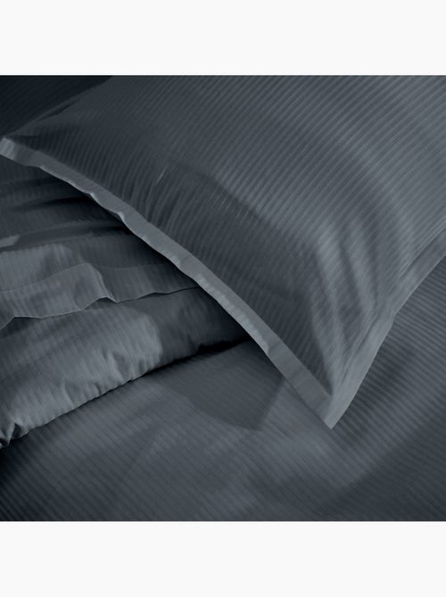 Housse de couette satin de coton rayures ton sur ton - Kiabi