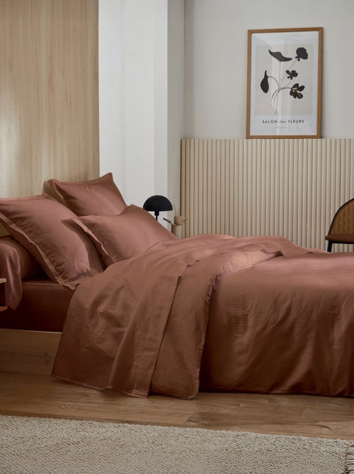 Housse de couette satin de coton rayures ton sur ton - Kiabi