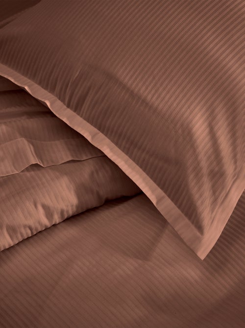 Housse de couette satin de coton rayures ton sur ton - Kiabi
