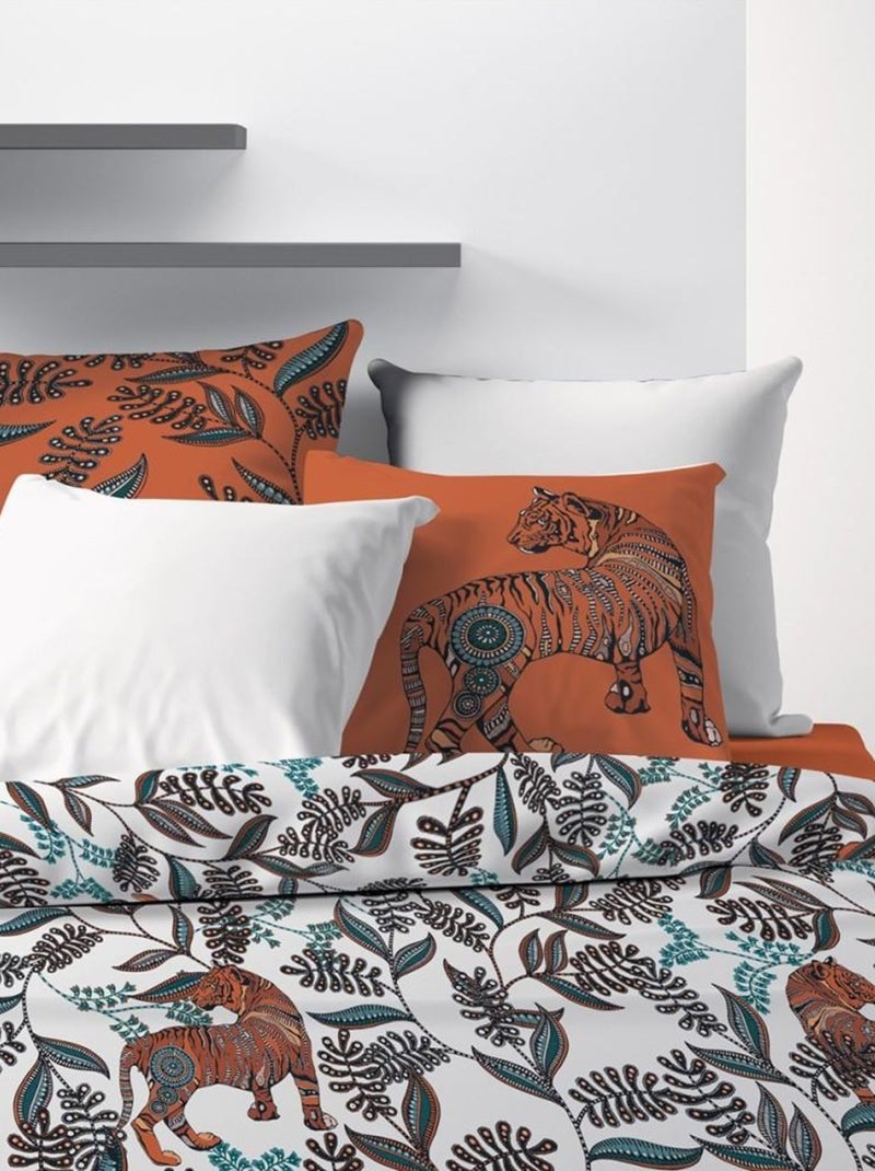Housse de couette  Savane + taie(s) coton 57 fils Blanc - Kiabi