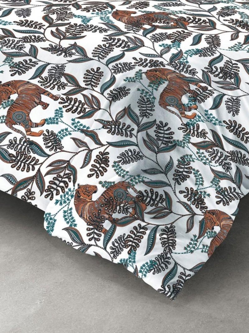 Housse de couette  Savane + taie(s) coton 57 fils Blanc - Kiabi