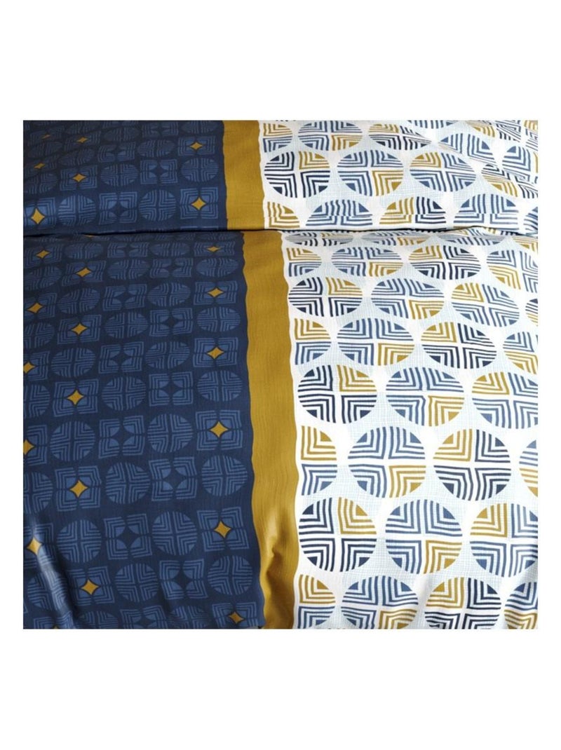 Housse de couette  Sirius + taie(s) coton 57 fils Bleu - Kiabi