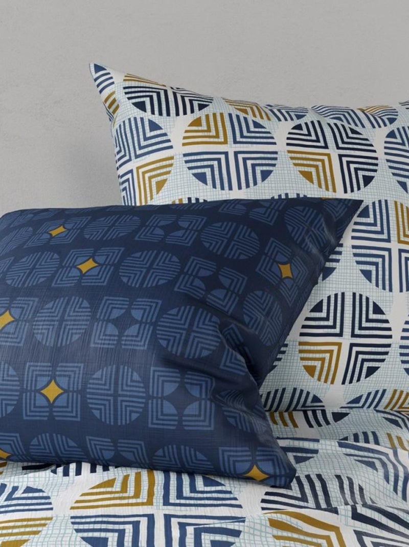 Housse de couette  Sirius + taie(s) coton 57 fils Bleu - Kiabi
