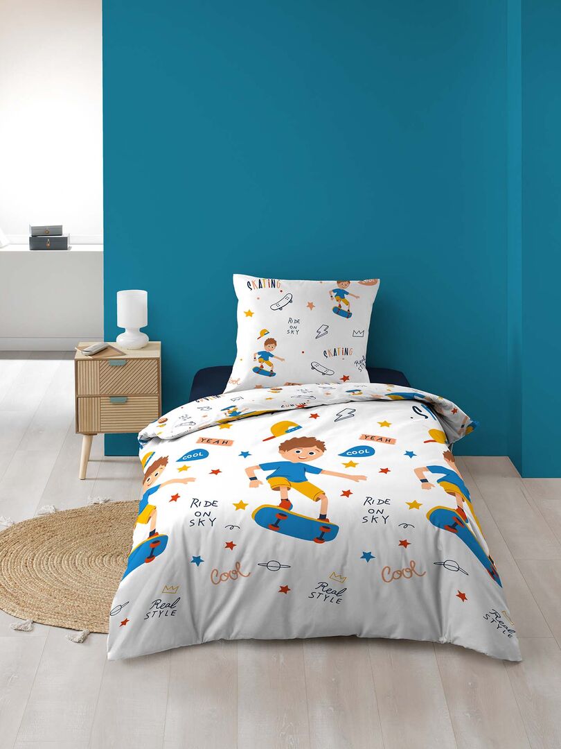 Housse de couette Skate 140x200cm - Blanc - Kiabi - 11.54€