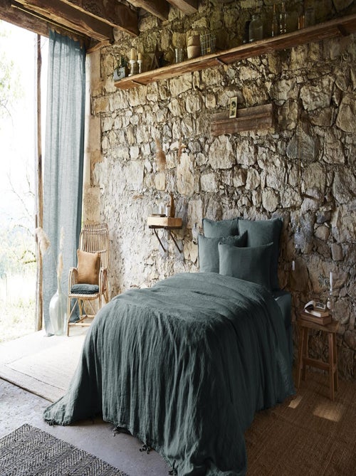 Housse de couette "Soline" toutes dimensions Lin lavé - Soline Ardoise - Housse de couette 260 x 240 - Kiabi