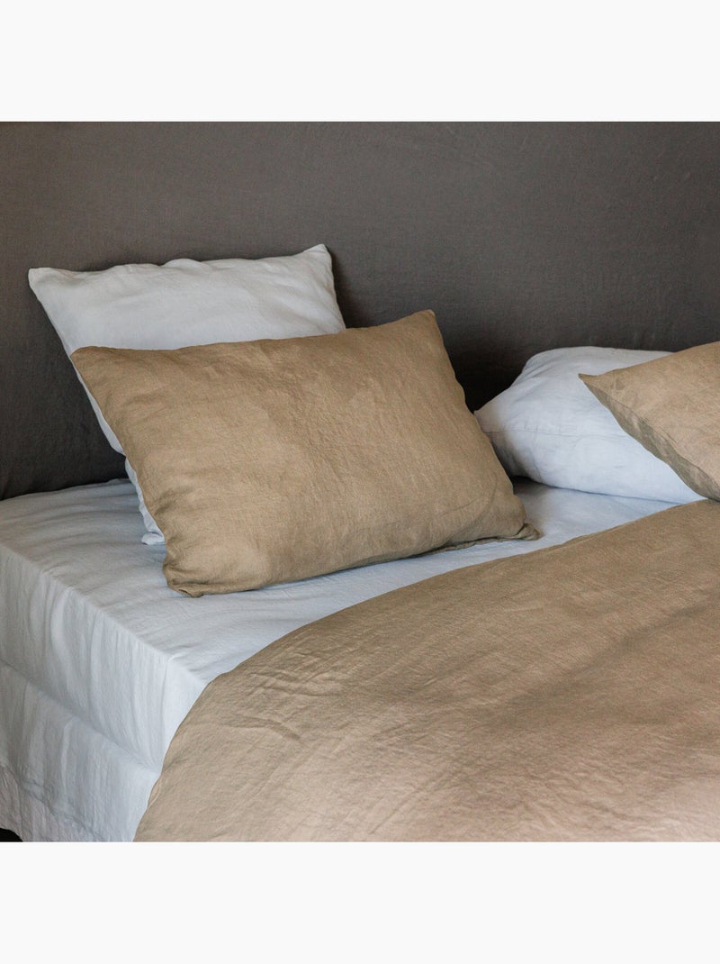 Housse de couette SONATE lin lavé froissé Camel - Kiabi
