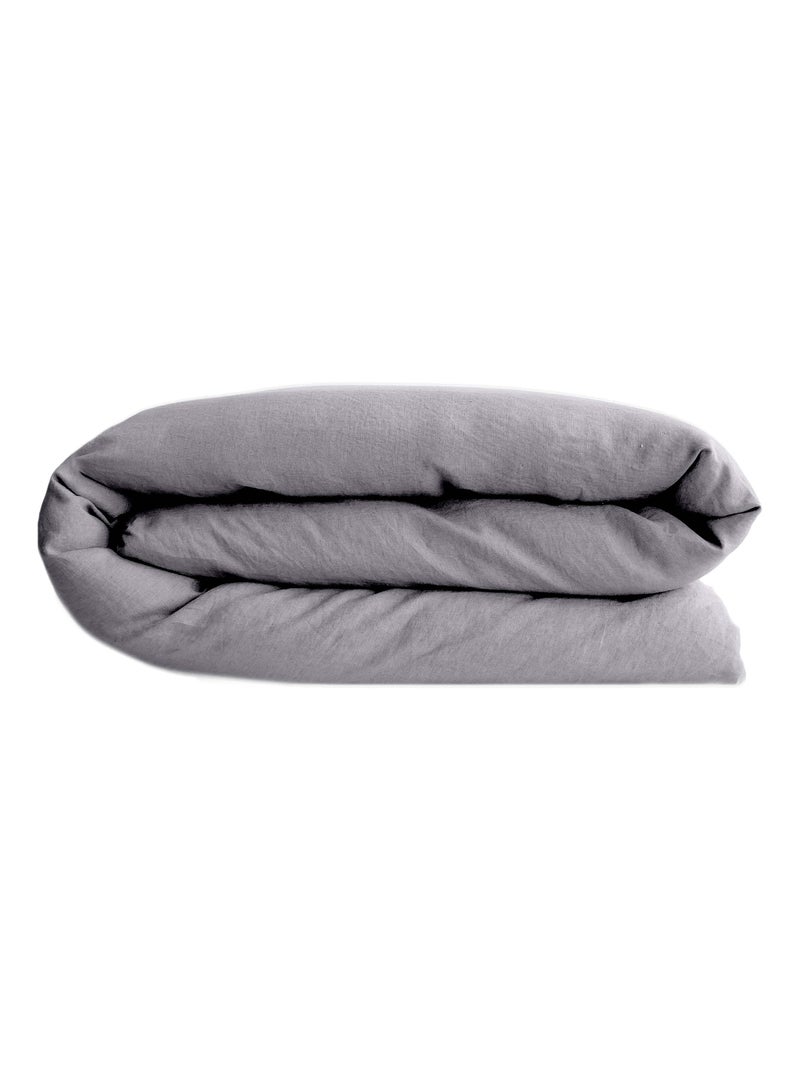 Housse de couette SONATE lin lavé froissé Gris moyen - Kiabi