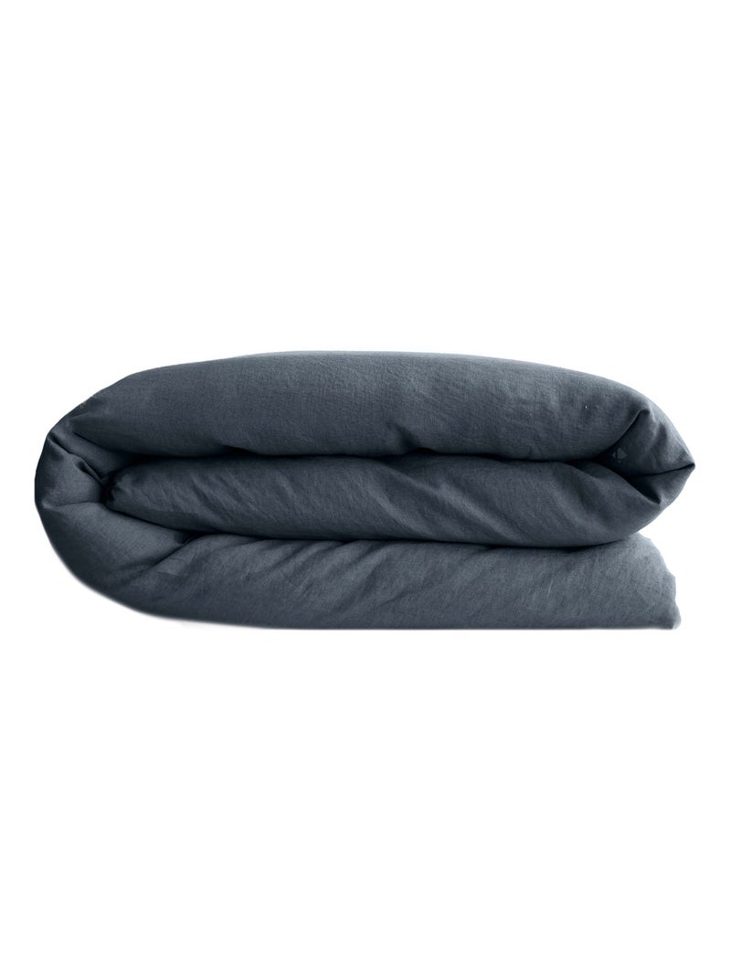 Housse de couette SONATE lin lavé froissé Noir mat - Kiabi